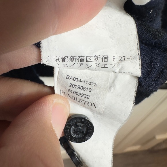 Pendleton Sir Pendleton Clergy Tartan Plaid‎ Button Down Shirt Men L Blue Wool - Picture 4 of 10